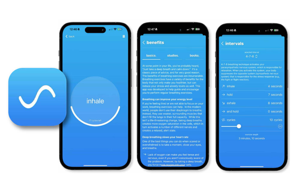 3 Images of the iBreath app.